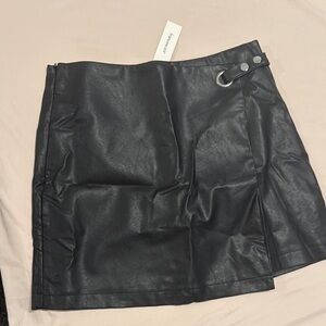 Francesca's Collections Black Asymmetrical Wrap Mini Skirt